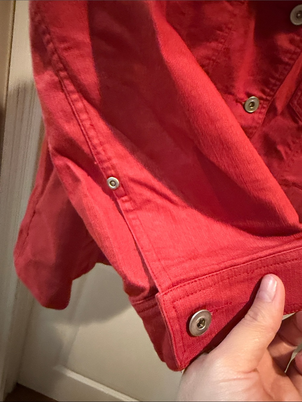 Christopher & Banks Red Button-Front Jean Jacket - Picture 4 of 7
